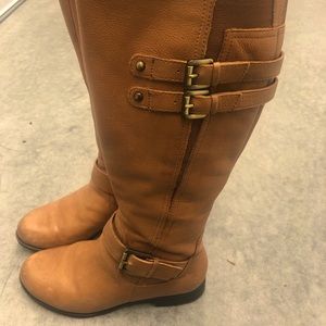 Naturalizer camel color leather knee high boot.
